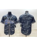 Men's Los Angeles Rams Blank Grey/Navy With Patch Cool Base Stitched Baseball Jersey