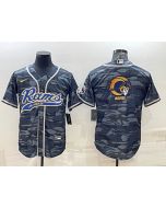 Men's Los Angeles Rams Grey Camo Team Big Logo With Patch Cool Base Stitched Baseball Jersey
