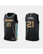 Men's Memphis Grizzlies #21 Tyus Jones 2020-21 Black City Edition Stitched NBA Jersey
