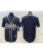 Men's Miami Dolphins Blank Black Reflective With Patch Cool Base Stitched Baseball Jersey