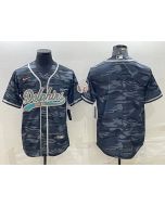 Men's Miami Dolphins Blank Grey Camo With Patch Cool Base Stitched Baseball Jersey