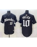 Men's Milwaukee Brewers #10 Sal Frelick Black "Gothic 414 Shadows Edition" Vapor Premier Limited Stitched Jersey