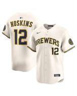 Men's Milwaukee Brewers #12 Rhys Hoskins Cream Alternate Limited Player Jersey (Cream)