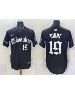 Men's Milwaukee Brewers #19 Robin Yount Black "Gothic 414 Shadows Edition" Vapor Premier Limited Stitched Jersey