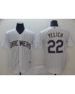Men's Milwaukee Brewers #22 Christian Yelich "Yeli" White Cool Base Stitched MLB Jersey