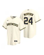 Men's Milwaukee Brewers #24 Andrew McCutchen Cream Cool Base Stitched Jersey