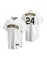 Men's Milwaukee Brewers #24 Andrew McCutchen White Cool Base Stitched Jersey