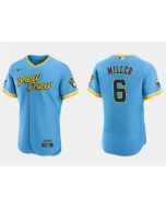 Men's Milwaukee Brewers #6 Owen Miller Powder Blue 2022 City Connect Flex Base Stitched MLB Jersey