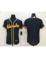 Men's Milwaukee Brewers Blank Navy Flex Base Stitched MLB Jersey