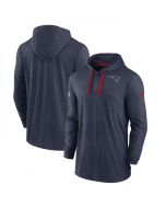 Men's New England Patriots Navy Sideline Pop Performance Pullover Long Sleeve Hoodie T-Shirt