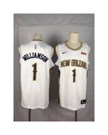 Men's New Orleans Pelicans #1 Zion Williamson White Stitched NBA Jersey