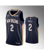 Men's New Orleans Pelicans #2 Lonzo Ball Navy Icon Edition Stitched Jersey