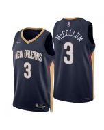 Men's New Orleans Pelicans #3 C.J. McCollum Navy Icon Edition Stitched Jersey