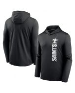 Men's New Orleans Saints Black Fan Gear Team Stack Hoodie Performance Long Sleeve T-Shirt