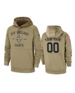 Men's New Orleans Saints Customized Tan 2019 Salute to Service Sideline Therma Pullover Hoodie