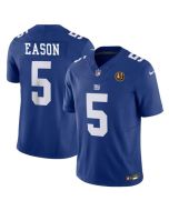 Men's New York Giants #5 Jacob Eason Blue 2023 F.U.S.E. With John Madden Patch Vapor Limited Stitched Football Jersey