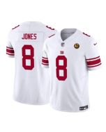 Men's New York Giants #8 Daniel Jones White 2023 F.U.S.E. With John Madden Patch Vapor Limited Stitched Football Jersey