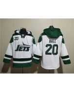 Men's New York Jets #20 Breece Hall White Ageless Must-Have Lace-Up Pullover Hoodie