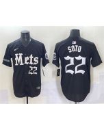 Men's New York Mets #22 Juan Soto Black "Gotham Gothic Edition" Vapor Premier Limited Stitched Baseball Jersey