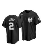 Men's New York Yankees #2 Derek Jeter 2021 Black Cool Base Stitched Baseball Jersey