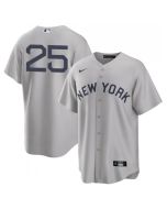 Men's New York Yankees #25 Gleyber Torres 2021 Grey Field of Dreams Cool Base Stitched Baseball Jersey