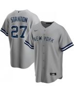 Men's New York Yankees #27 Giancarlo Stanton Grey Cool Base Stitched Jersey