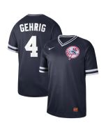 Men's New York Yankees #4 Lou Gehrig Navy Cooperstown Legend Collection Stitched MLB Jersey
