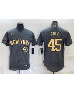 Men's New York Yankees #45 Gerrit Cole 2022 All-Star Charcoal Flex Base Stitched Baseball Jersey