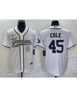 Men's New York Yankees #45 Gerrit Cole White With Patch Cool Base Stitched Baseball Jersey