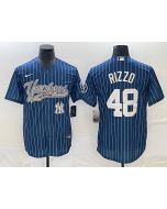 Men's New York Yankees #48 Anthony Rizzo Navy With Patch Cool Base Stitched Baseball Jersey