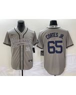 Men's New York Yankees #65 Nestor Cortes Jr. Gray With Patch Cool Base Stitched Baseball Jersey