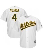 Men's Oakland Athletics #4 Miguel Tejada White Cool Base Stitched MLB Jersey