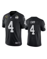 Men's Oakland Raiders #4 Derek Carr Black 60th Anniversary Vapor with C patch Limited Stitched NFL 100th season Jersey