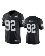 Men's Oakland Raiders #92 P.J. Hall Black 100th Season with 60 Patch Vapor Limited Stitched NFL Jersey