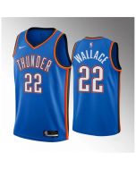 Men's Oklahoma City Thunder #22 Cason Wallace Blue 2023 Draft Icon Edition Stitched Basketball Jersey