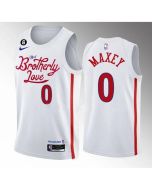 Men's Philadelphia 76ers #0 Tyrese Maxey White 2022/23 City Edition With NO.6 Patch Stitched Basketball Jersey