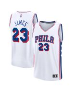 Men's Philadelphia 76ers #23 LeBron James White Fast Break Association Edition Jersey
