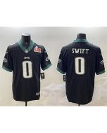 Men's Philadelphia Eagles #0 D'Andre Swift Black 2025 Super Bowl LIX Patch Vapor Untouchable Limited Stitched Football Jersey