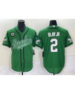 Men's Philadelphia Eagles #2 Darius Slay JR Green With 3-star C Patch Cool Base Stitched Baseball Jersey