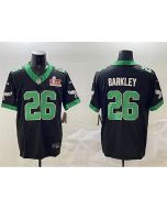 Men's Philadelphia Eagles #26 Saquon Barkley Black 2025 Super Bowl LIX Patch F.U.S.E. Vapor Untouchable Limited Stitched Football Jersey (Black)