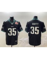 Men's Philadelphia Eagles #35 Boston Scott Black 2025 Super Bowl LIX Patch Vapor Untouchable Limited Stitched Football Jersey (Black)
