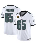 Men's Philadelphia Eagles #65 Lane Johnson White 2026 4-Star C Patch Vapor F.U.S.E. Untouchable Limited Jersey