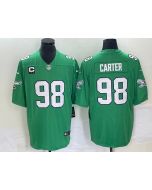 Men's Philadelphia Eagles #98 Jalen Carter Green Vapor Limited With 3-star C Patch Stitched Football Jersey