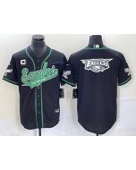 Men's Philadelphia Eagles Black With 3-star C Patch Team Big Logo Cool Base Stitched Baseball Jersey