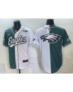 Men's Philadelphia Eagles Green Split Cool Base Stitched Baseball Jersey (Style 4)