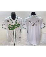 Men's Philadelphia Eagles White Gold Team Big Logo With 3-star C Patch Cool Base Stitched Baseball Jersey