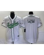 Men's Philadelphia Eagles White Team Big Logo Cool Base Stitched Baseball Jersey (White)