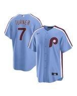 Men's Philadelphia Phillies #7 Trea Turner Blue Cool Base Stitched Jersey