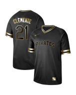Men's Pittsburgh Pirates #21 Roberto Clemente Black Gold Stitched MLB Jersey