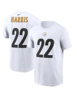 Men's Pittsburgh Steelers #22 Najee Harris 2021 White NFL Draft First Round Pick Player Name & Number T-Shirt